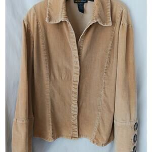 Vintage Metrostyle Blazer Jacket Tan Corduroy Stretch Women's Size 12
